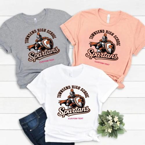 Custom Spartans High School Team Retro Mascot Vintage T-shirt