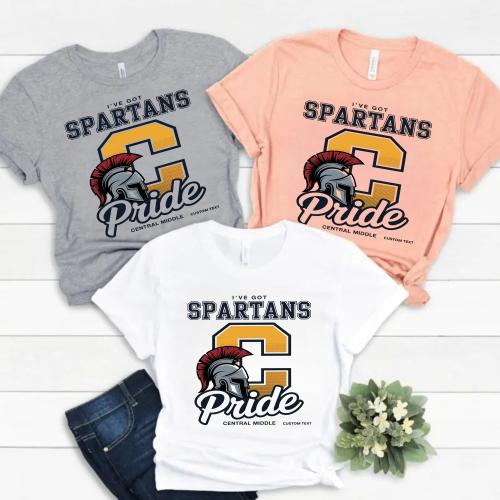 Custom Spartans Mascot Vintage School Team Varsity Sports T-shirt