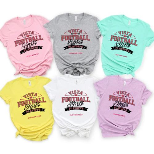 Custom Vista State Playoffs 2025 Retro Football Varsity Club T-shirt