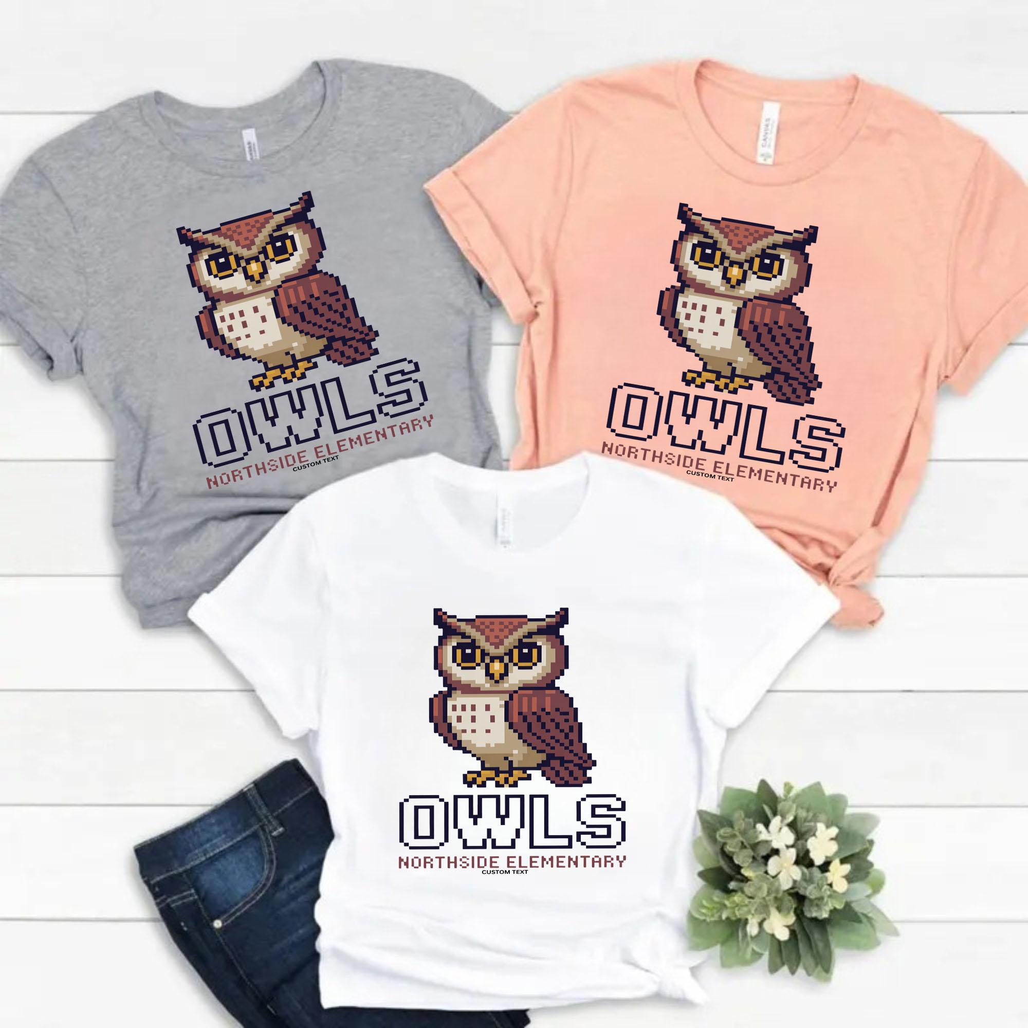 Vintage School Spirit Owls Mascot 8-Bit Pixel Custom Team Pride T-shirt vintage school spirit owls mascot 8 bit pixel custom team pride t shirt 26 thumb 4