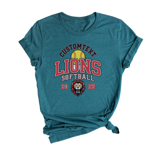 Club Sport Team Softball LIONS Shirt – Classic Varsity Pride with Lion Emblem