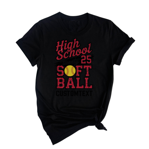 Custom School Spirit Softball Sport Team T-Shirt – Split Varsity Text Design