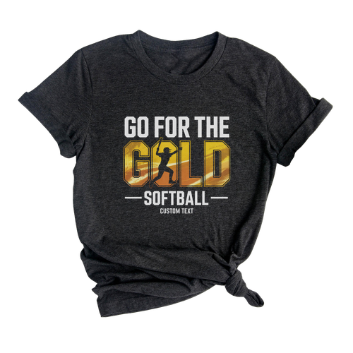 Custom Softball Club Sport Team T-Shirt – Go for the Gold Varsity Motivation School Spirit Tee