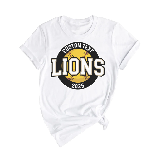 Lions Softball Varsity Circle Team Shirt – Vintage 2025 Varsity Style Team Shirt