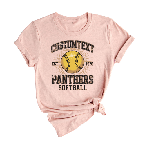 Retro SOFTBALL Varsity Tournament Tee – Custom Cougars School Club Tee