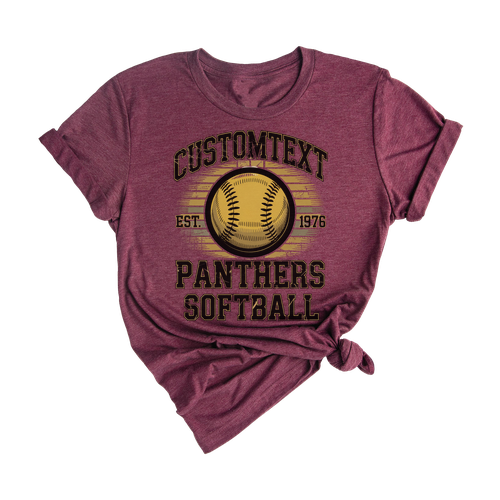 Retro SOFTBALL Varsity Tournament Tee – Custom Cougars Team Spirit Shirt