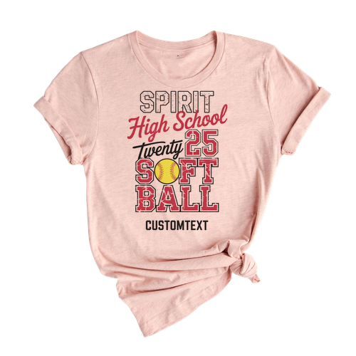School Spirit Custom Softball Sport Team T-Shirt – Split Varsity Text Design Tee