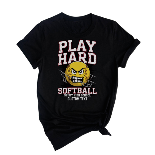 Spirit High “Play Hard” Softball Tee Distressed Varsity Look Club Sport Team T-Shirt
