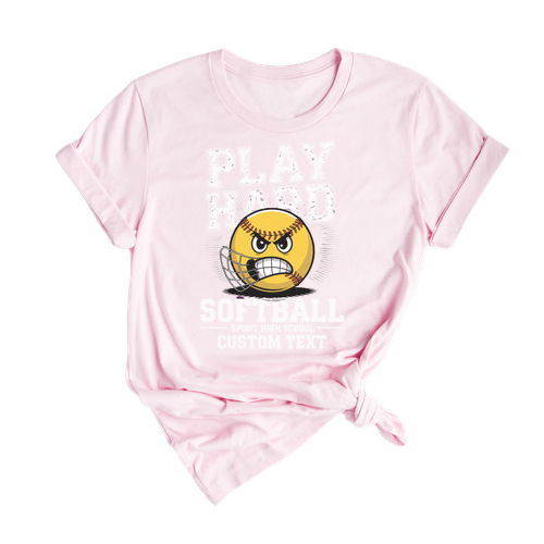 Spirit High “Play Hard” Softball Tee Distressed Varsity Look Club Team Sport T-Shirt