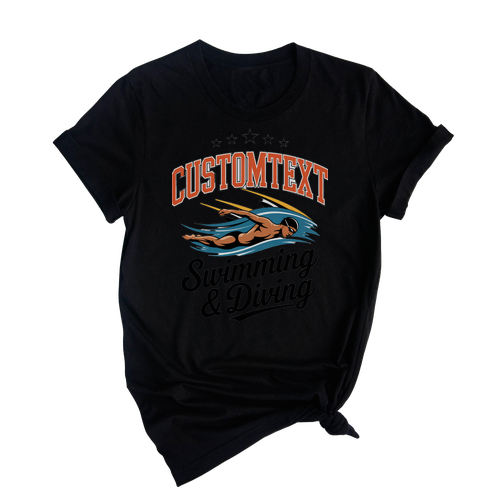 Custom School Name Swimming & Diving Club Sport Team T-shirt – Classic Varsity Look