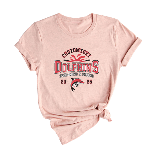 DOLPHINS Club Sport Team Swimming & Diving Custom School Spirit T-Shirt – Varsity Mascot 2025