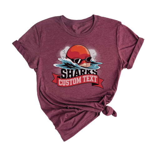 Sharks Custom Text Vintage Swim Splash Custom, Club Sport Team T-shirt