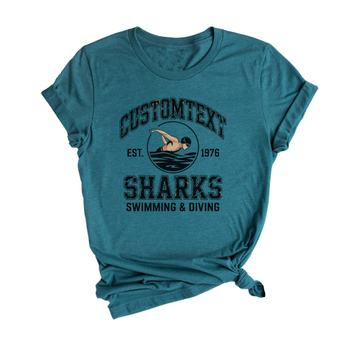 Swimming & Diving Club Sport Team T-shirt – Cougars Retro Varsity Tournament Tee