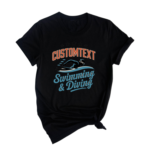 Swimming & Diving Club Sport Team T-shirt – Custom Varsity School Name Edition
