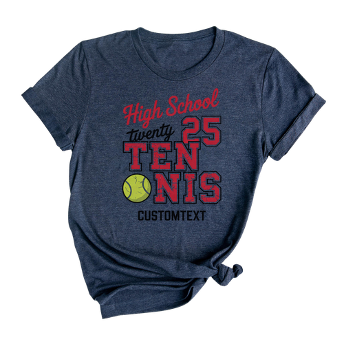 Custom TENNIS School Sport Tee Split Varsity Text Design School Spirit Club Sport Team T-shirt
