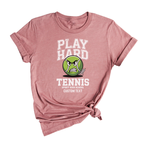 Spirit High Play Hard Tennis T-shirt Custom Distressed Varsity Look Club Sport Team School Spirit