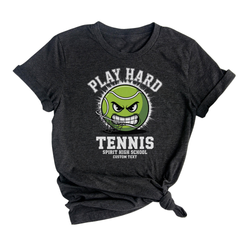 Spirit High “Play Hard” Tennis Tee – Distressed Varsity Look