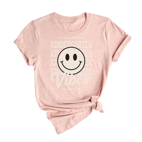 Retro Smiley Face Vibes Custom Kindergarten Class Shirt Personalized Tee