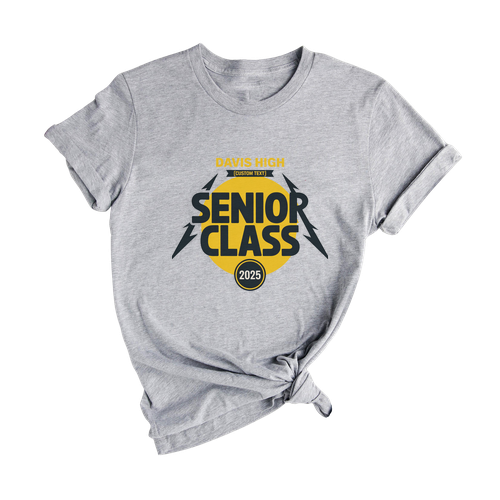 Senior Class 2025 Retro Lightning Badge Shirt Graduation Tee Vintage Style