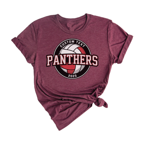Custom Panthers Volleyball Club Sport Team T-shirt – 2025 Varsity Circle Spirit Tee