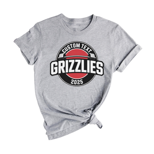 Custom Grizzlies Weightlifting Club Sport Team T-shirt – 2025 Varsity Circle Spirit Tee