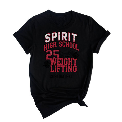 School Pride Weightlifting Club Sport Team T-shirt – Custom Split Varsity Letter Tee
