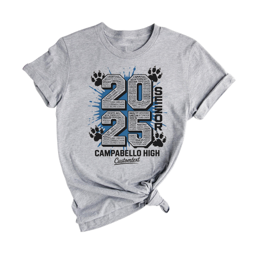 Campabello High 2025 Seniors Paw Print Custom Graduation Shirt - School Spirit Style