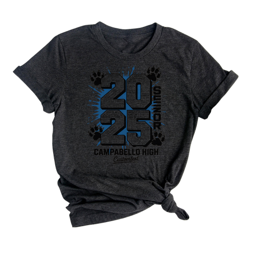 Campabello High 2025 Seniors Paw Print Custom Graduation Shirt - School Spirit Style