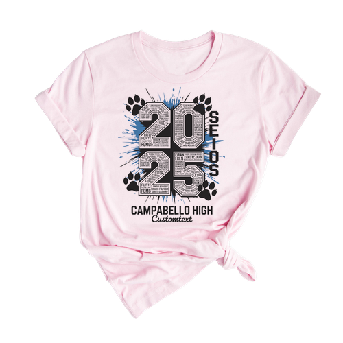 Campabello High 2025 Seniors Paw Print Custom Graduation Shirt – Class Spirit Tee