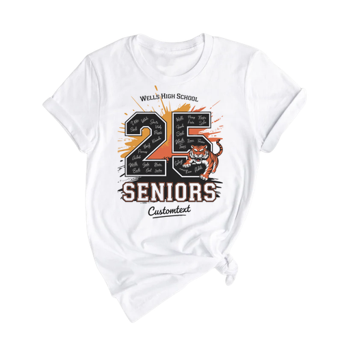 Class Of 2025 Tiger Mascot Splash Graduation Shirt – Custom College Style T-Shirt
