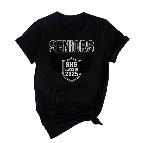 RHS Seniors Class Of 2025 Wings Shield Graduation Shirt – Bold Grunge College T-Shirt