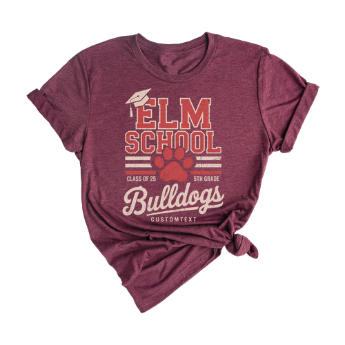 Bulldogs Varsity Custom Class Shirt – Elm School 5th Grade Graduation Tee 2025