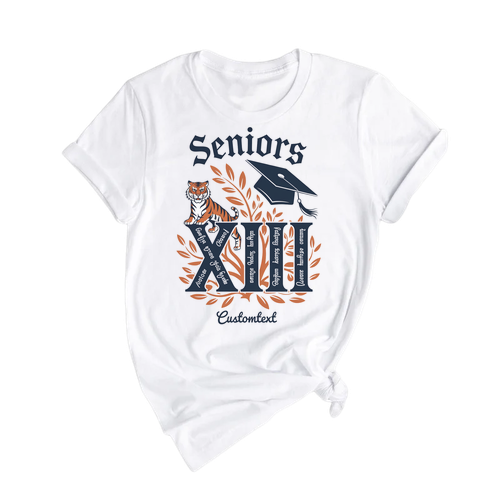 Senior Class of 2025 Roman Numeral XIII Tiger Shirt – College Graduation Tee