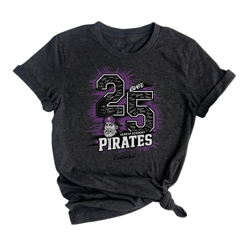 Senior Class Of 2025 Pirate Mascot Tee – Custom College Graduation Shirt