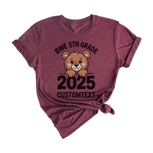 5th Grade Custom Class Shirt – Cute Bear Mascot Tee 2025 Graduation