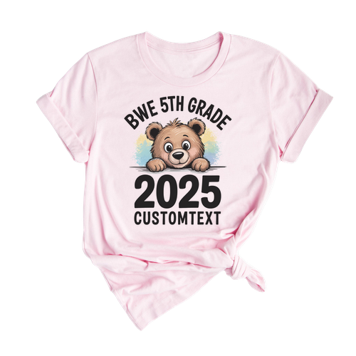 Cute Bear Mascot 5th Grade Custom Class Shirt – 2025 Graduation Tee
