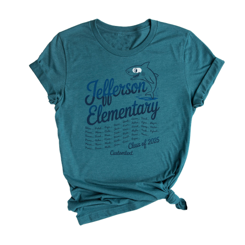 Jefferson Elementary Shark Shirt – Class Of 2025 Cute Graduation Custom Tee