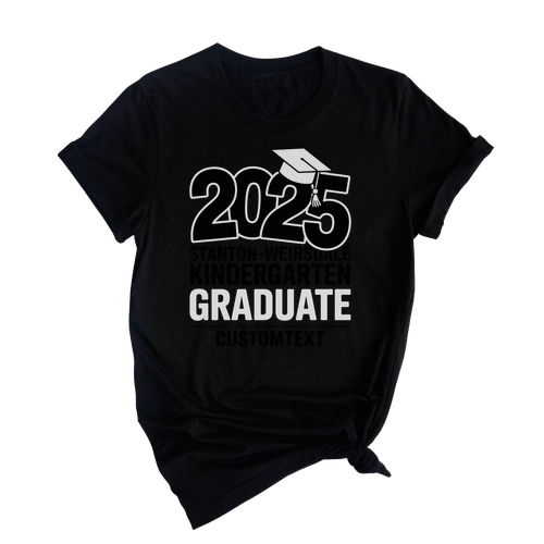 Kindergarten Graduate Shirt 2025 – Custom School Name Graduation Tee for Kids