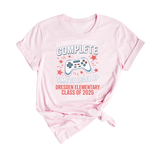 Level Up Graduation Shirt – Gamer Style Custom Class Shirt for Elementary School 2025