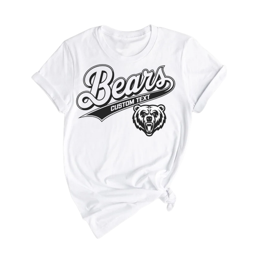 Bears CustomText Roaring Grizzly Mascot T-Shirt Custom, Retro Animal Style