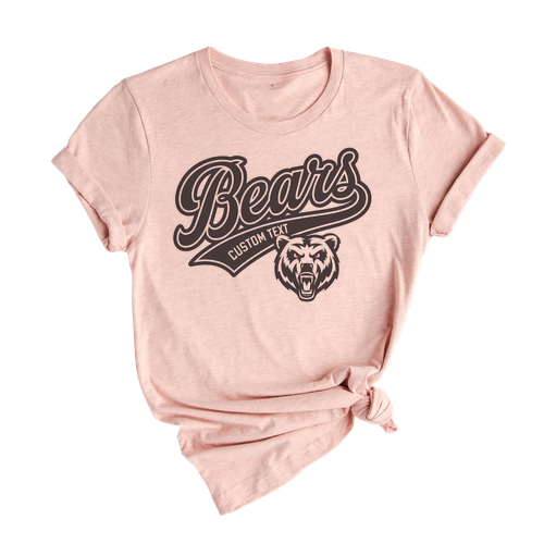 Bears Roaring Grizzly Mascot T-Shirt – Custom Text Retro Animal Style Tee