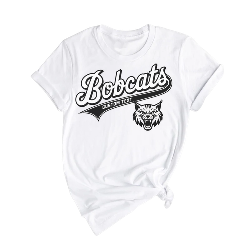 Angry Bobcats Mascot T-Shirt – Custom Text Retro Animal Style Team Tee