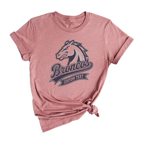 Broncos Custom Text Fierce Horse Mascot T-Shirt Custom, Vintage Sport Style