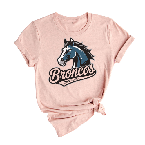 Broncos Customtext Wild Horse Mascot T-Shirt Custom, Retro Western Style