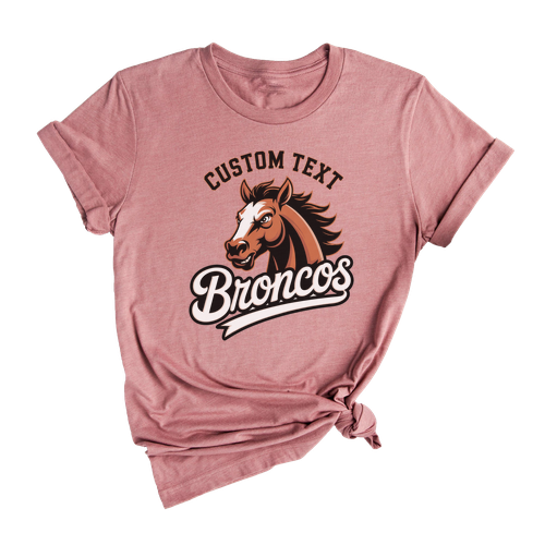 Broncos Mascot Team T-Shirt – Custom School Spirit Logo Varsity Style Tee