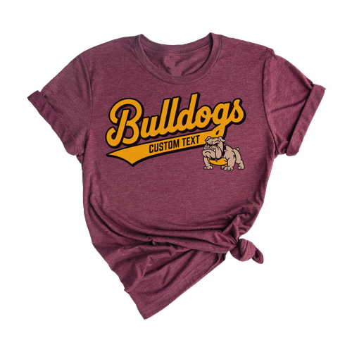 Bulldogs Custom Mascot Tee – Retro Varsity Team Shirt with Grumpy Dog Design