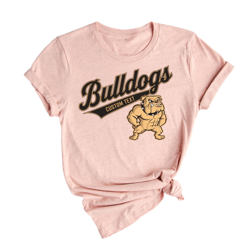 Bulldogs Custom Text Tough Dog Mascot T-Shirt Custom, Retro Sport Style