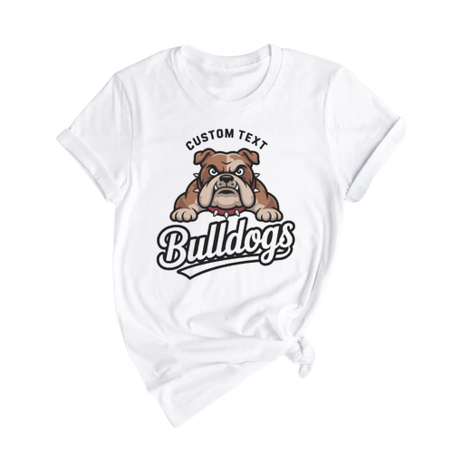 Bulldogs Mascot Team T-Shirt – Custom School Spirit Logo Varsity Style Tee