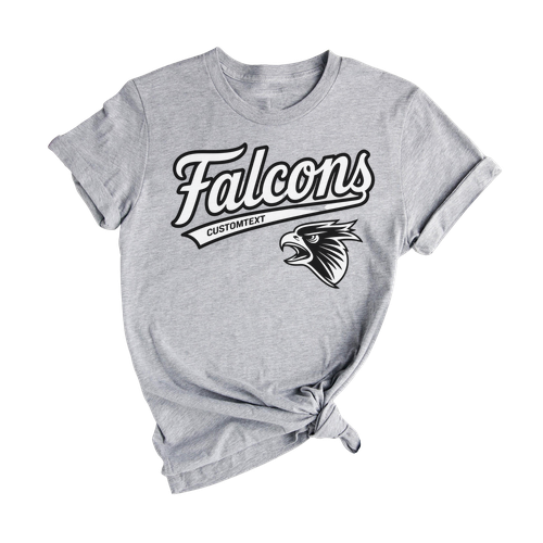 Falcons Custom Text Fierce Falcon Mascot T-Shirt Custom, Retro Sport Style