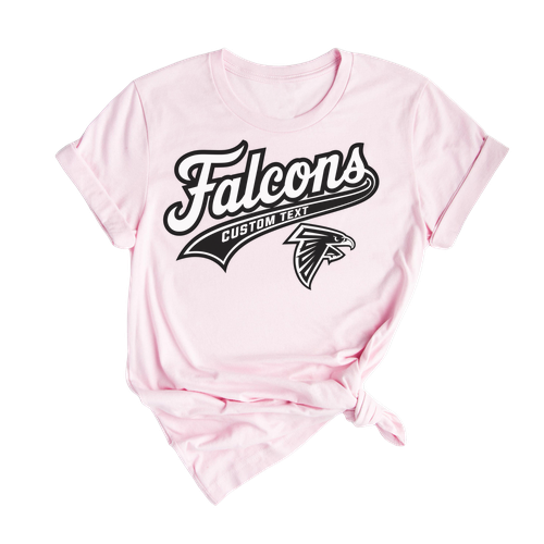 Fierce Falcons Mascot T-Shirt – Custom Text Retro Sports Style Team Tee